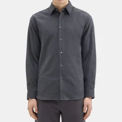 Theory Irving Shirt In Cotton Flannel-Men Shirts