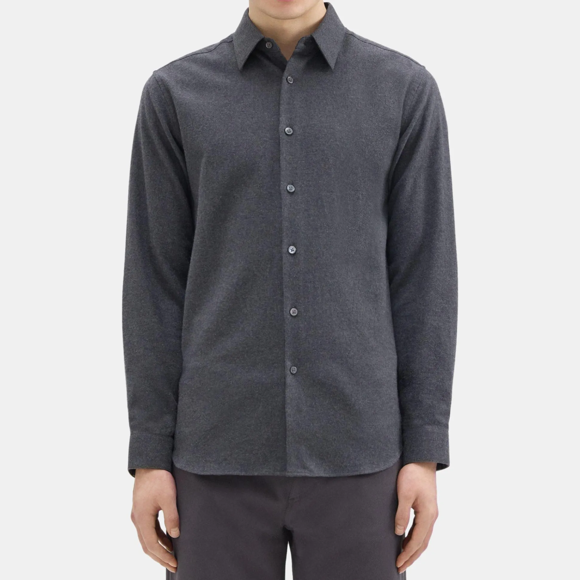 Theory Irving Shirt In Cotton Flannel-Men Shirts