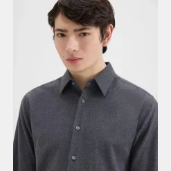 Theory Irving Shirt In Cotton Flannel-Men Shirts