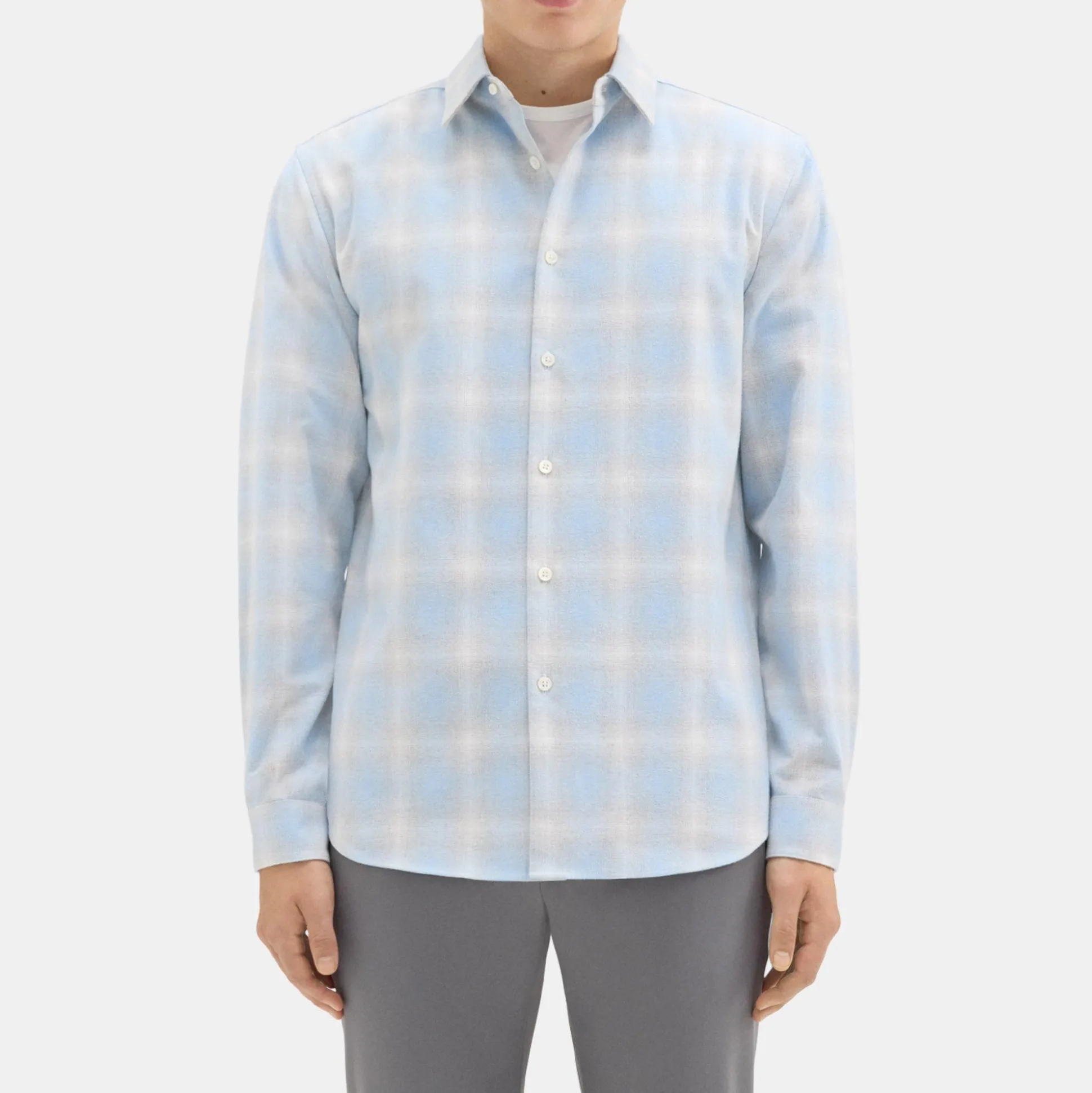 Theory Irving Shirt In Cotton-Blend Flannel-Men Shirts