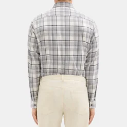 Theory Irving Shirt In Plaid Twill Flannel-Men Shirts