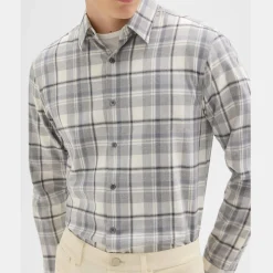 Theory Irving Shirt In Plaid Twill Flannel-Men Shirts