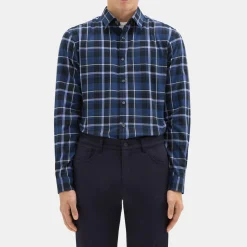 Theory Irving Shirt In Plaid Twill Flannel-Men Shirts