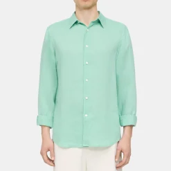 Theory Irving Shirt In Relaxed Linen-Men Shirts