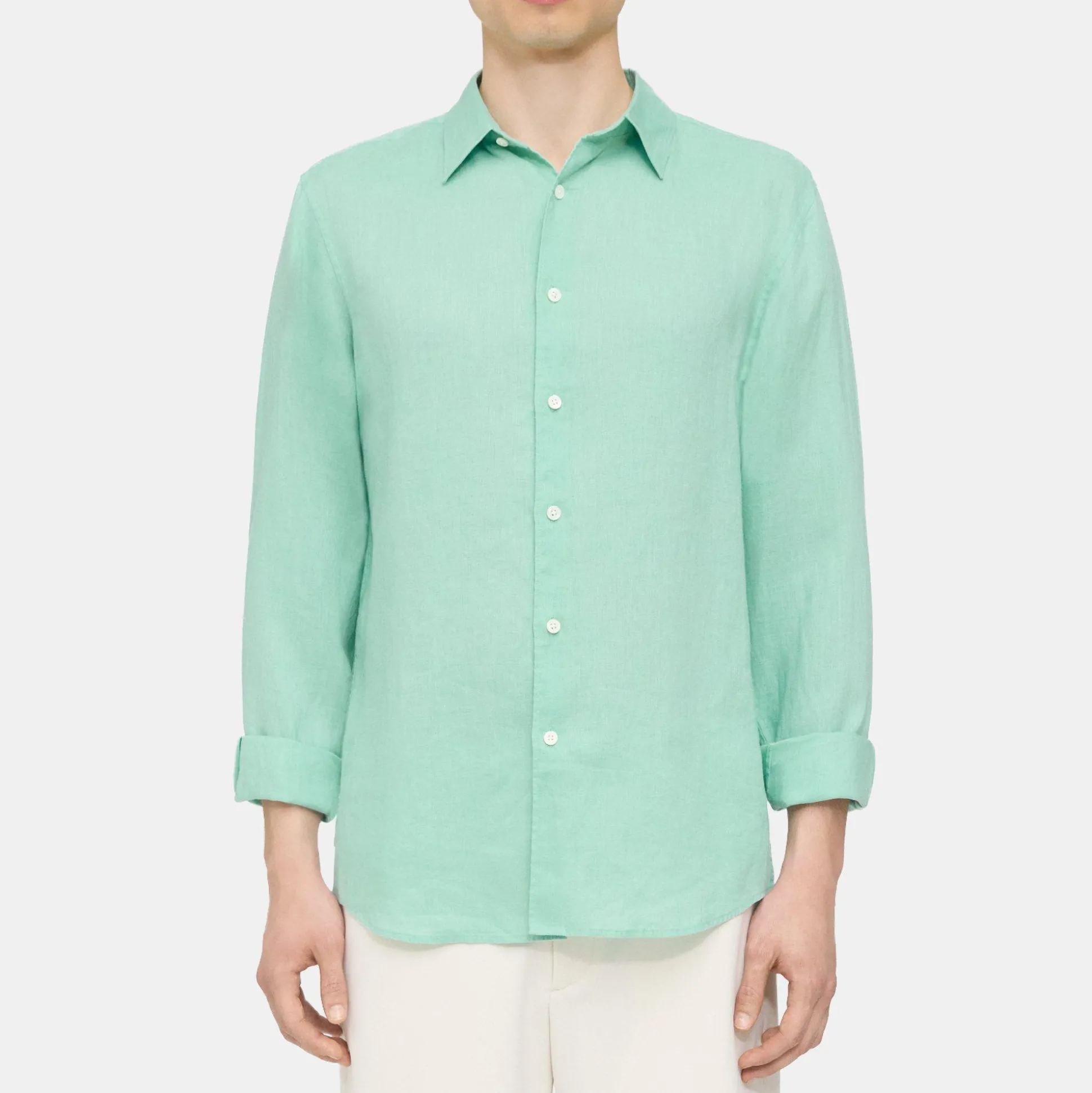 Theory Irving Shirt In Relaxed Linen-Men Shirts