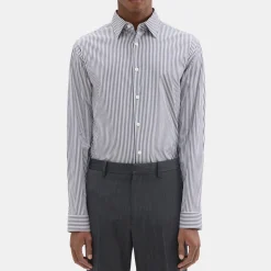Theory Irving Shirt In Striped Good Cotton-Men Shirts