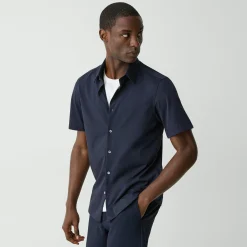 Theory Irving Short-Sleeve Shirt In Structure Knit-Men T-shirts + Polos|Shirts