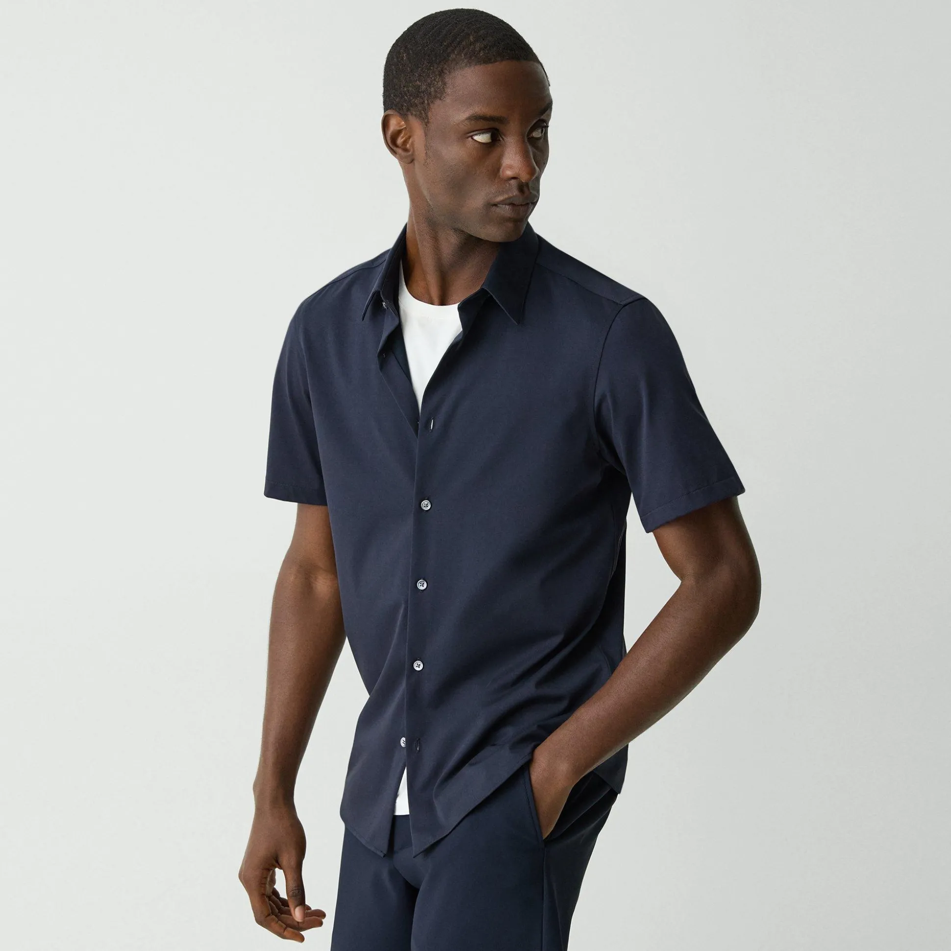 Theory Irving Short-Sleeve Shirt In Structure Knit-Men T-shirts + Polos|Shirts