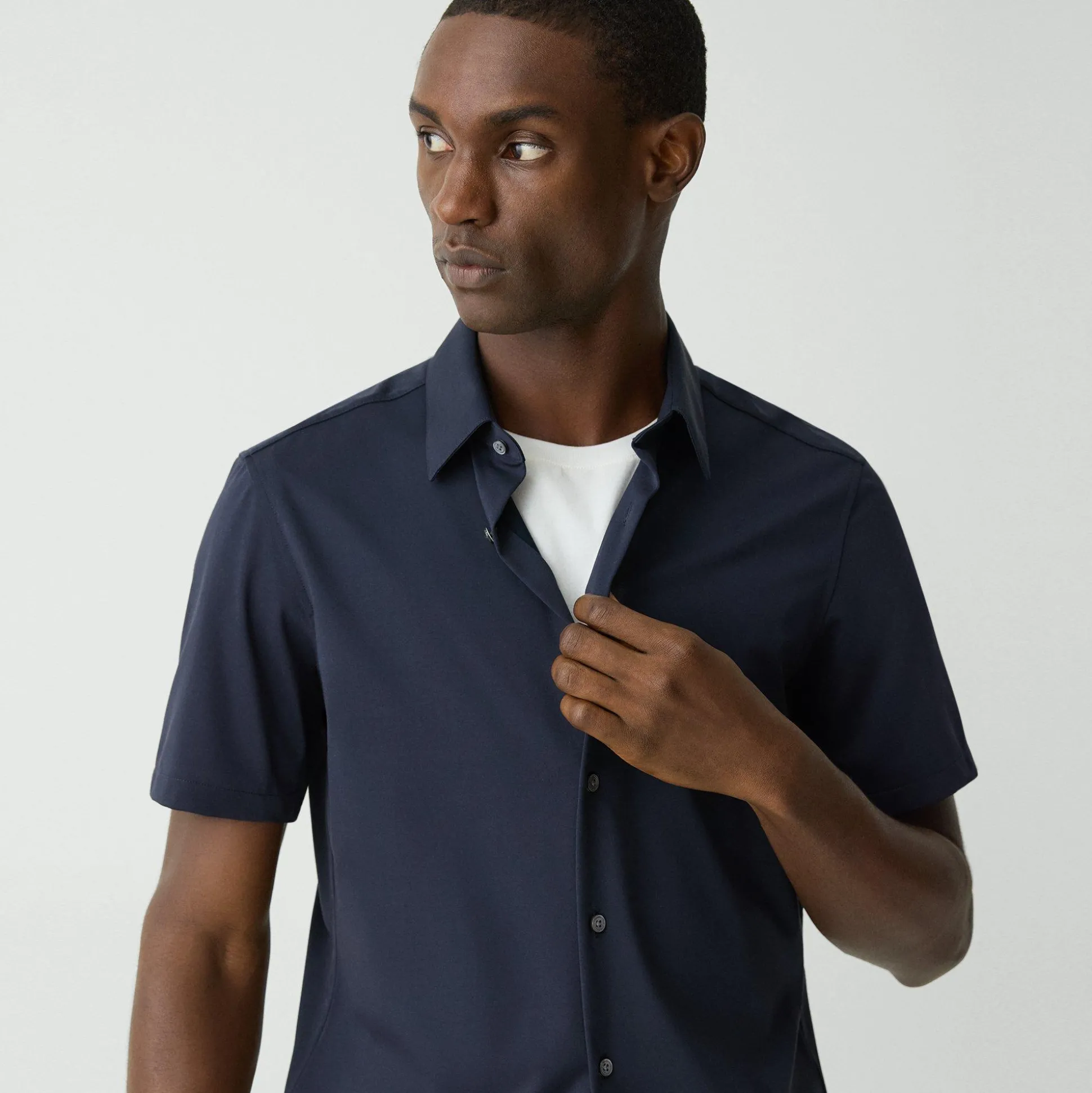 Theory Irving Short-Sleeve Shirt In Structure Knit-Men T-shirts + Polos|Shirts