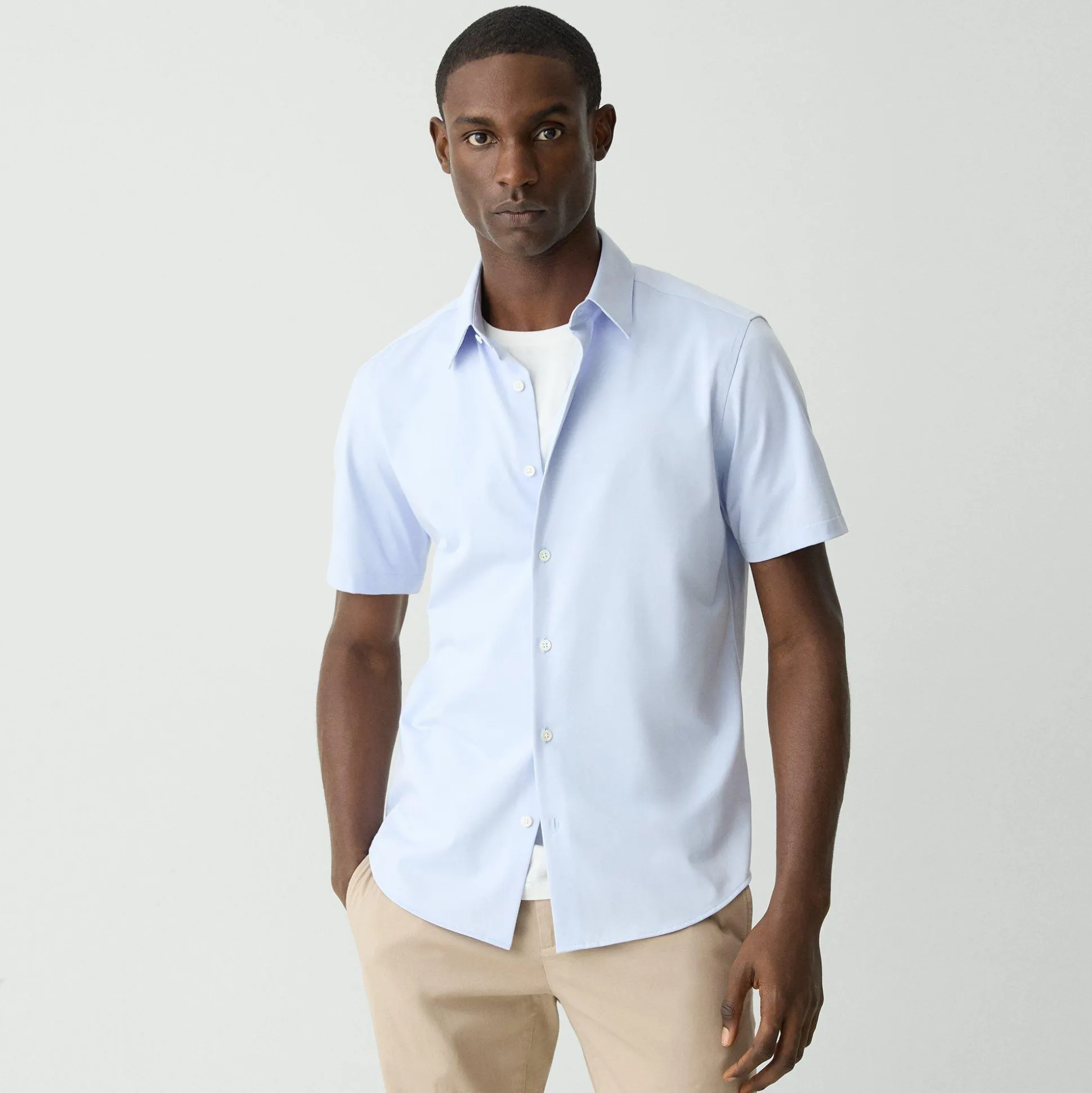Theory Irving Short-Sleeve Shirt In Structure Knit-Men T-shirts + Polos|Shirts