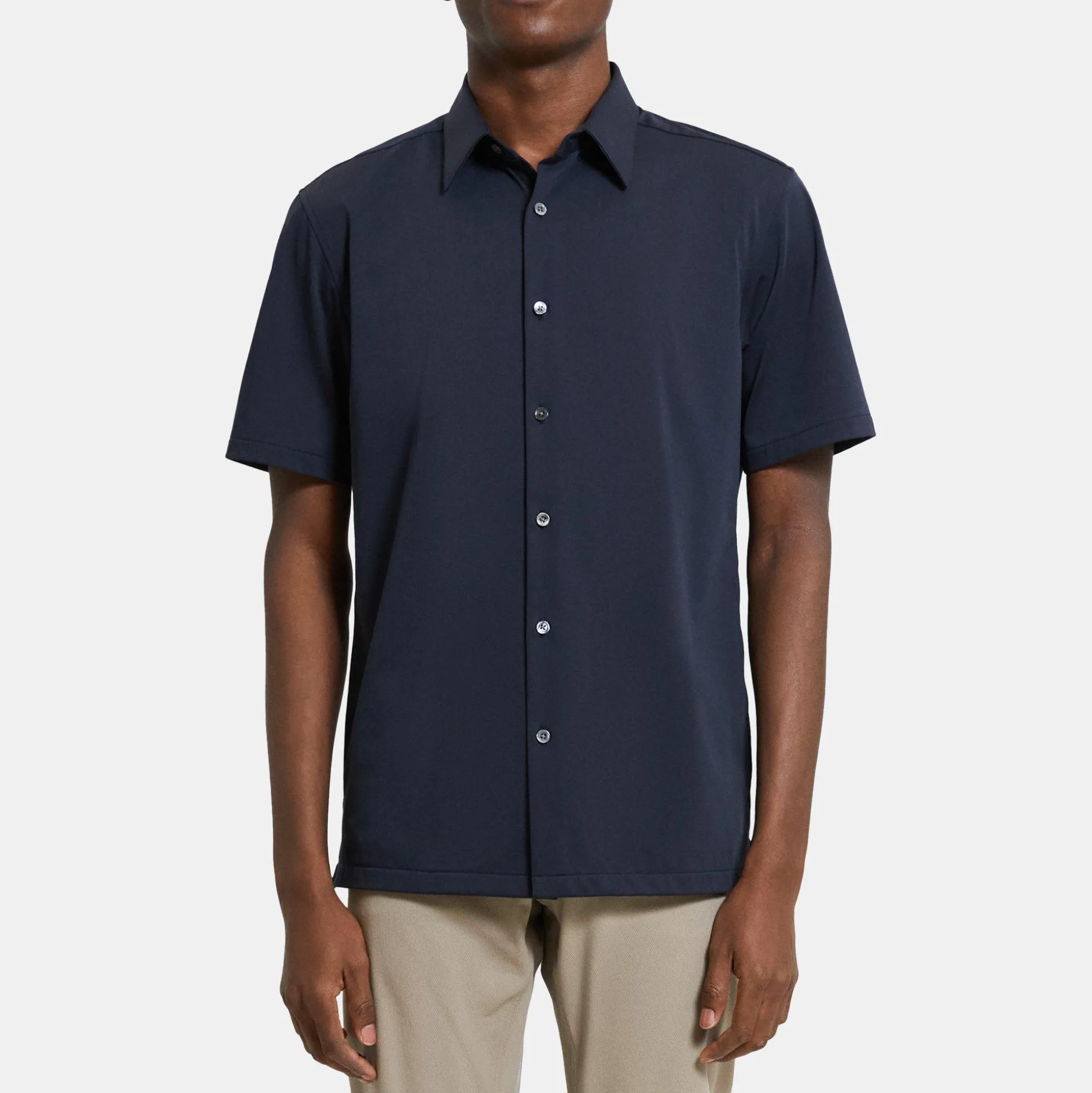 Theory Irving Short-Sleeve Shirt In Structure Knit-Men T-shirts + Polos|Shirts