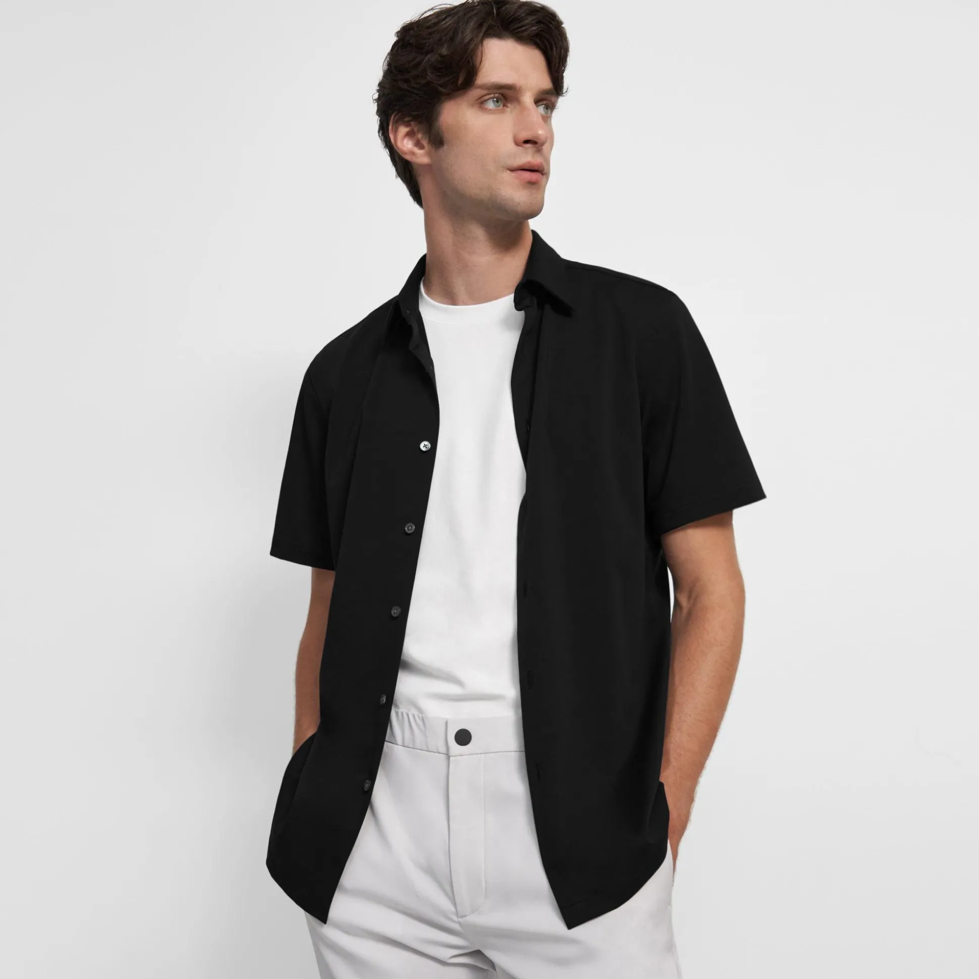 Theory Irving Short-Sleeve Shirt In Structure Knit-Men T-shirts + Polos|Shirts