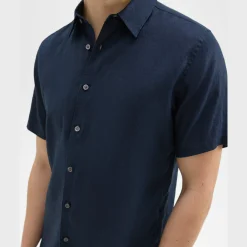 Theory Irving Short-Sleeve Shirt In Relaxed Linen-Men Shirts