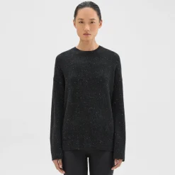 Theory Karenia Sweater In Donegal Wool-Cashmere-Women Sweaters + Cardigans