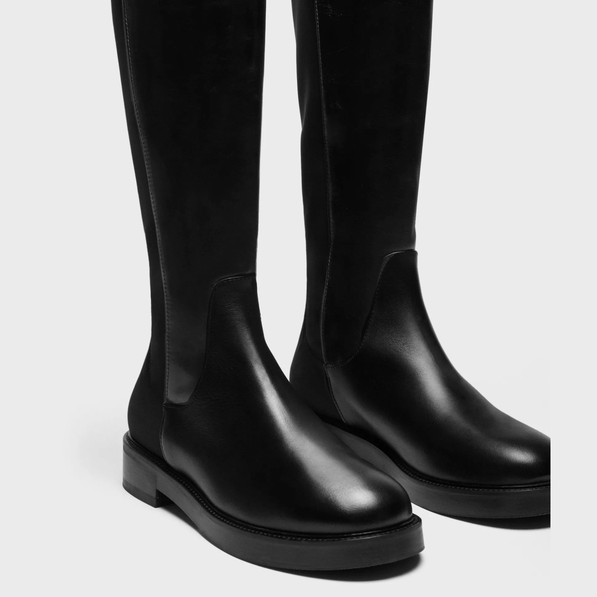 Theory Knee-High Pull-On Boot In Leather-Women Shoes