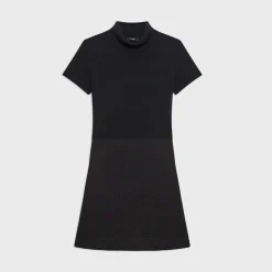 Theory Knit Combo Dress In Wool-Blend Tweed-Women Dresses