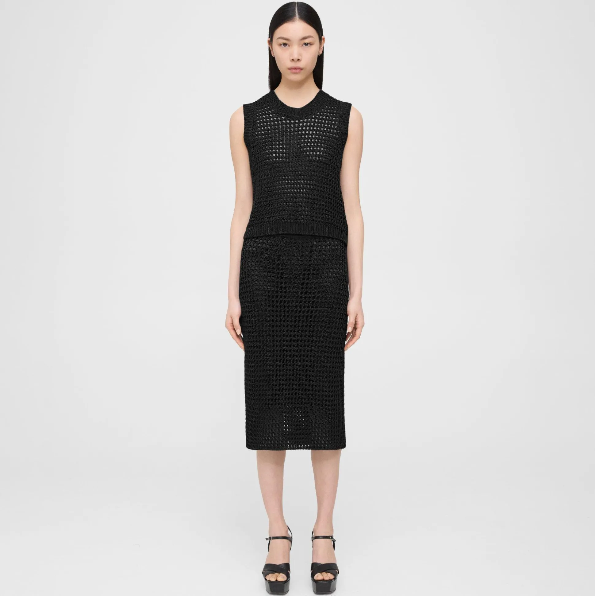 Theory Knit Midi Skirt In Pima Cotton-Women Skirts