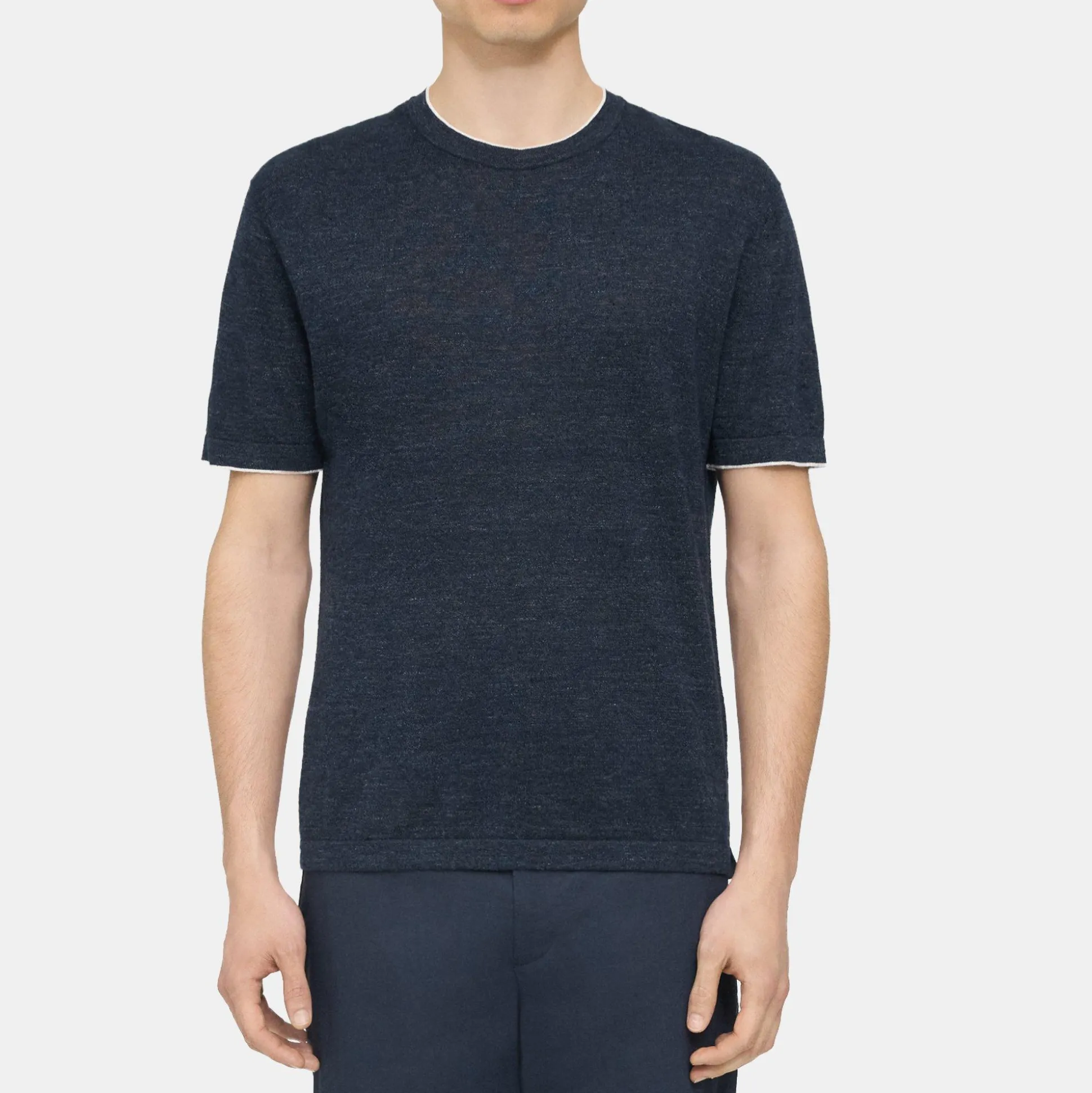 Theory Kolben Short-Sleeve Tee In Cotton-Linen-Men T-shirts + Polos|Sweaters + Cardigans