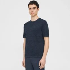 Theory Kolben Short-Sleeve Tee In Cotton-Linen-Men T-shirts + Polos|Sweaters + Cardigans