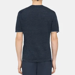 Theory Kolben Short-Sleeve Tee In Cotton-Linen-Men T-shirts + Polos|Sweaters + Cardigans
