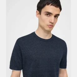 Theory Kolben Short-Sleeve Tee In Cotton-Linen-Men T-shirts + Polos|Sweaters + Cardigans