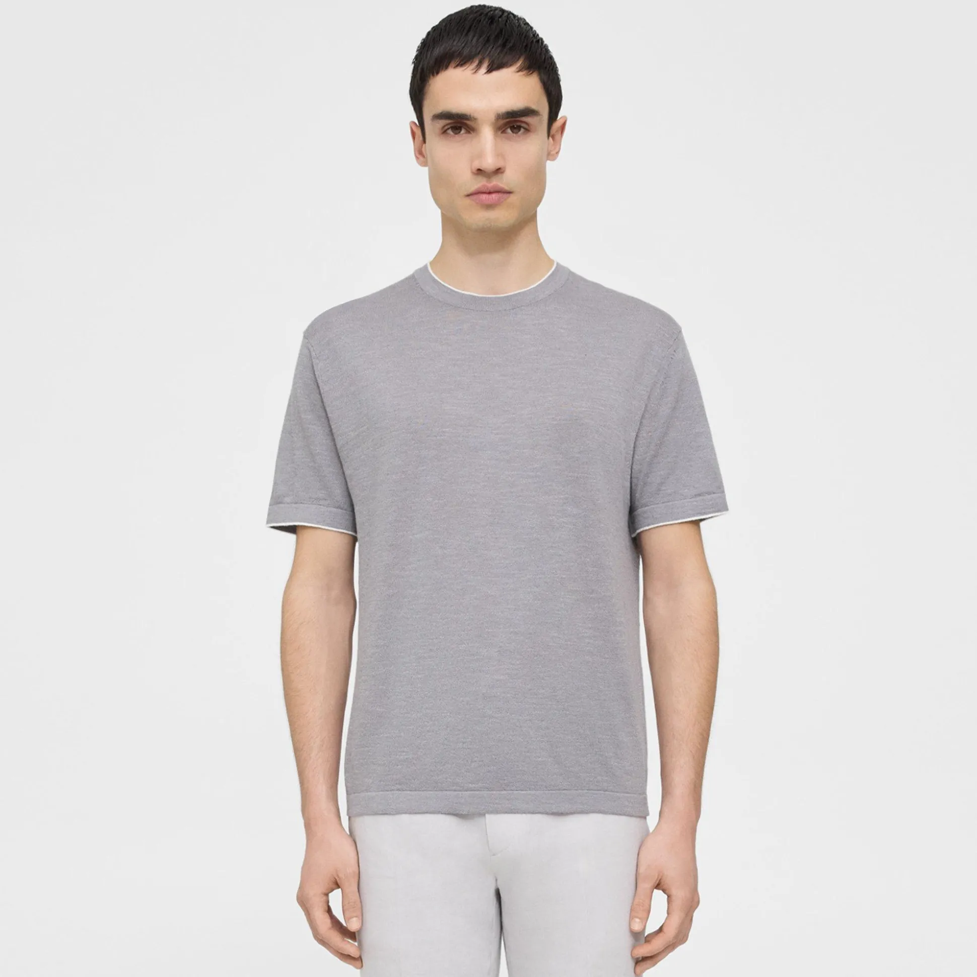 Theory Kolben Short-Sleeve Tee In Cotton-Linen-Men T-shirts + Polos|Sweaters + Cardigans