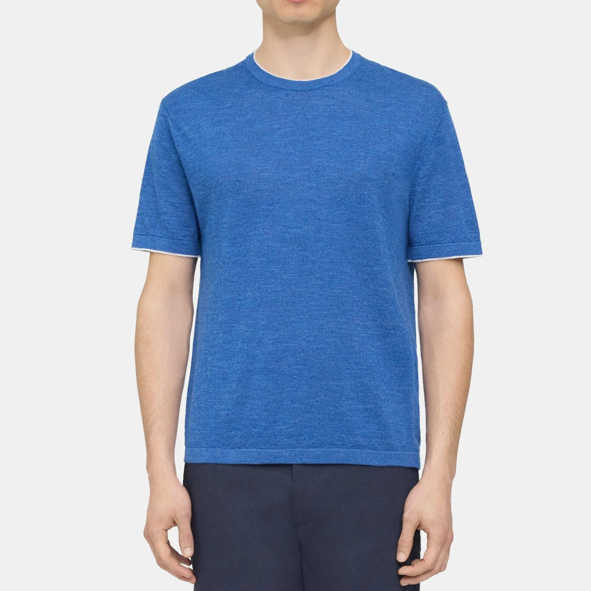Theory Kolben Short-Sleeve Tee In Cotton-Linen-Men Sweaters + Cardigans|T-shirts + Polos
