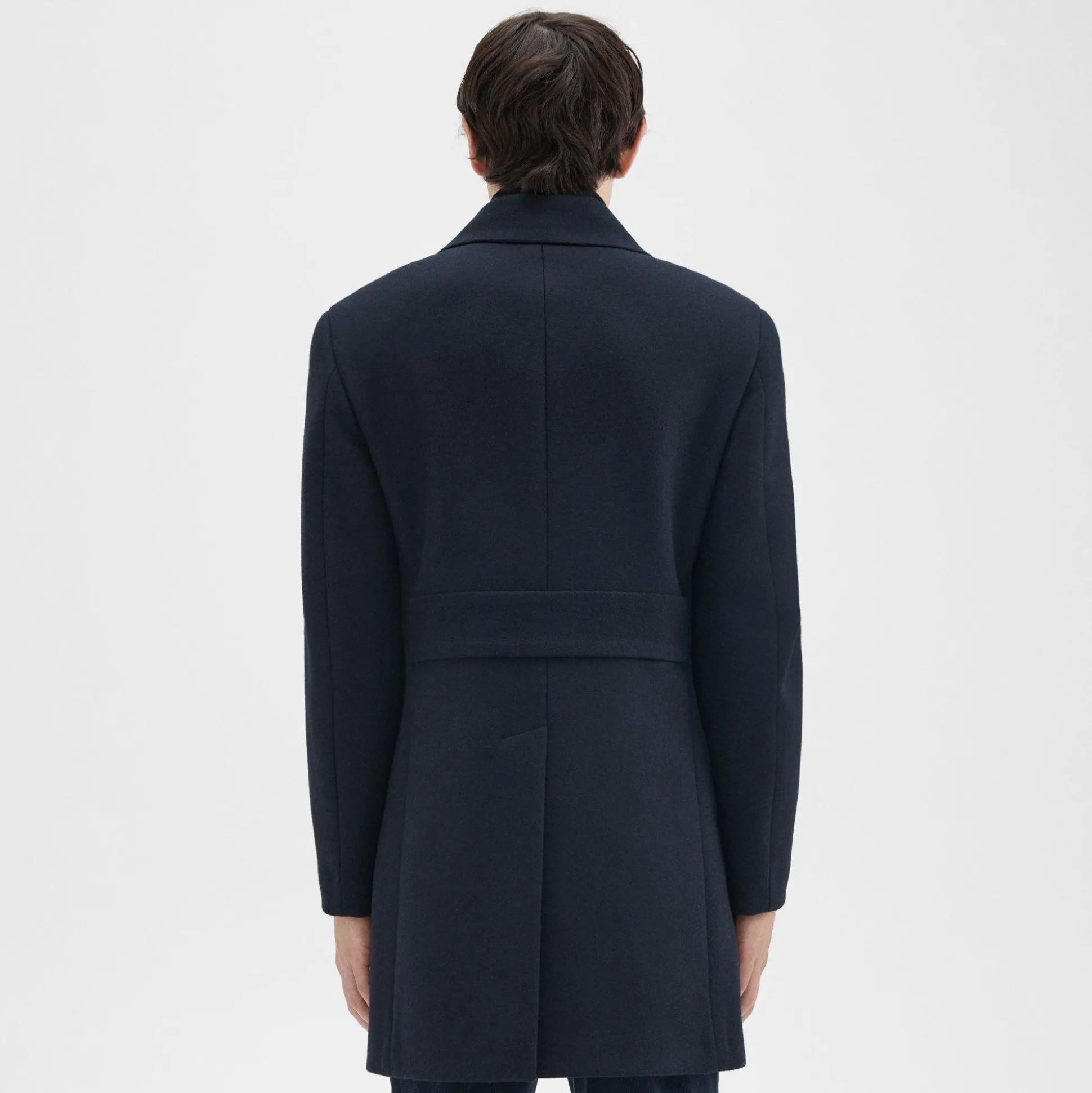 Theory Krasner Double-Breasted Coat In Recycled Wool-Blend Melton-Men Outerwear