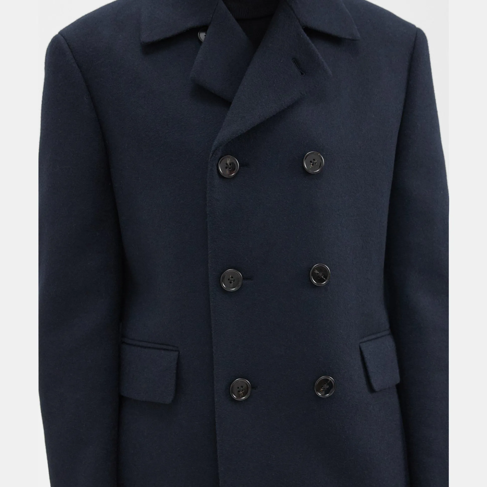 Theory Krasner Double-Breasted Coat In Recycled Wool-Blend Melton-Men Outerwear