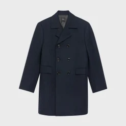 Theory Krasner Double-Breasted Coat In Recycled Wool-Blend Melton-Men Outerwear