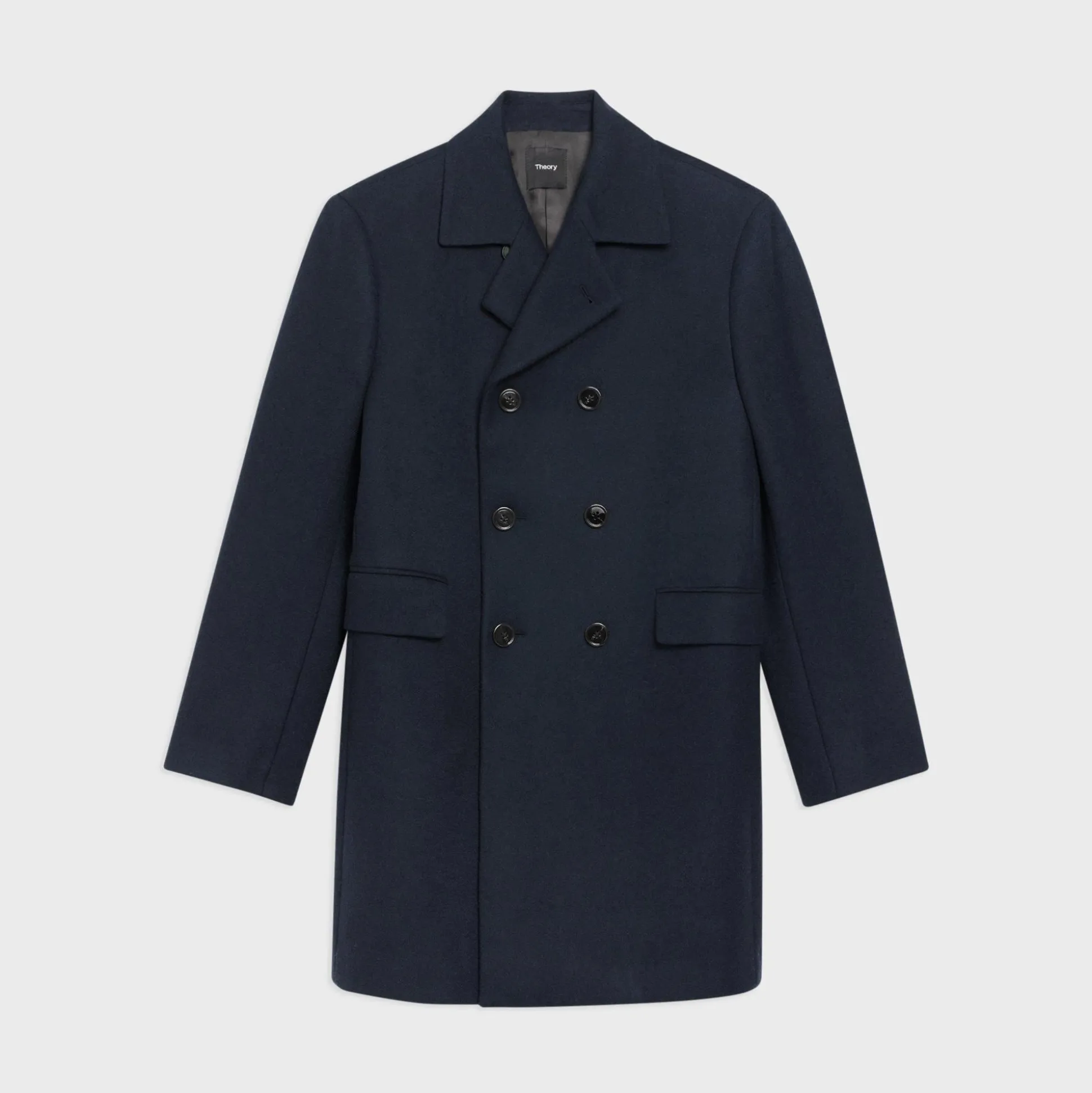 Theory Krasner Double-Breasted Coat In Recycled Wool-Blend Melton-Men Outerwear