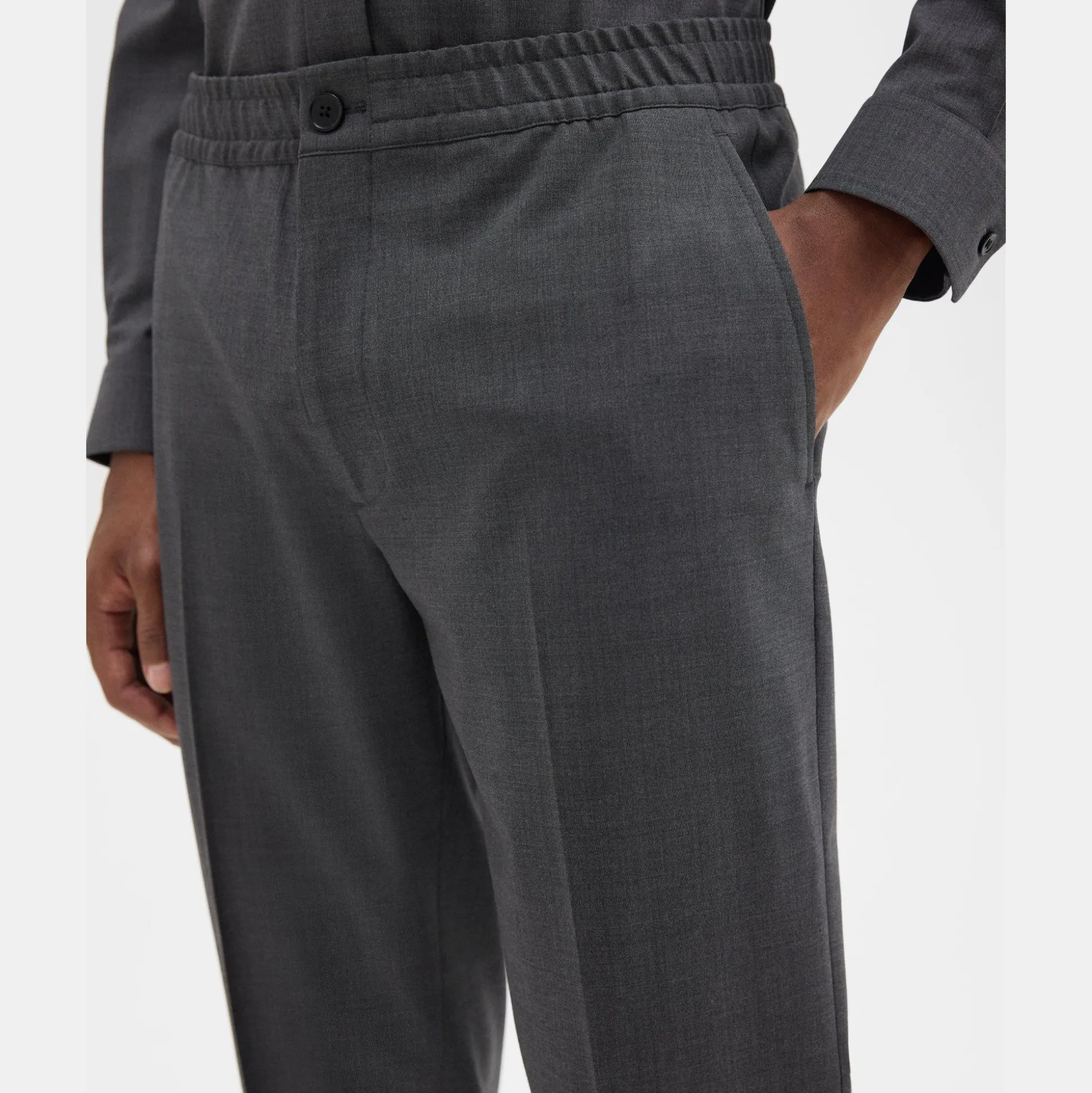 Theory Larin Drawstring Pant In Stretch Wool-Men Pants