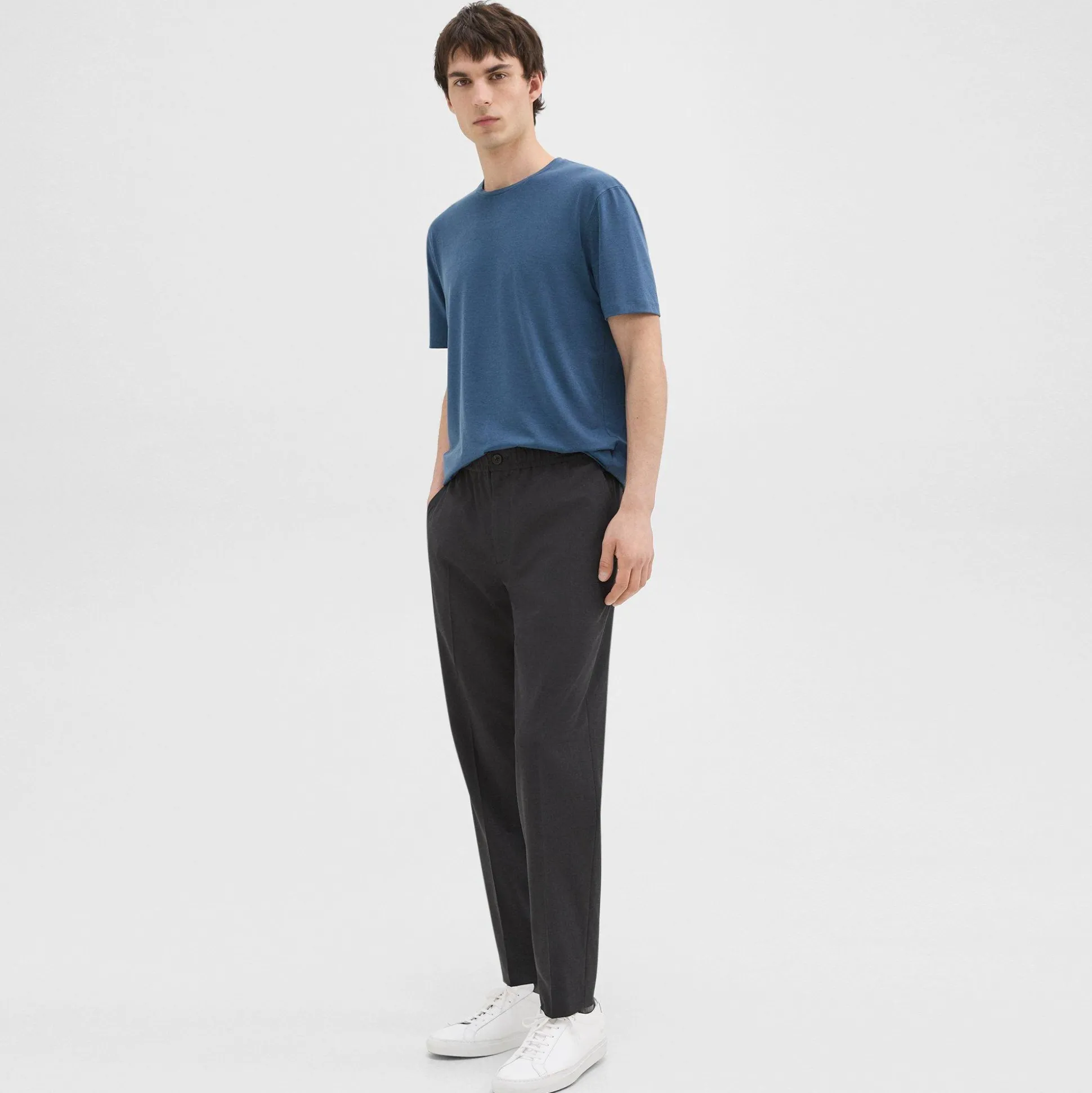 Theory Larin Drawstring Pant In Stretch Wool-Men Pants