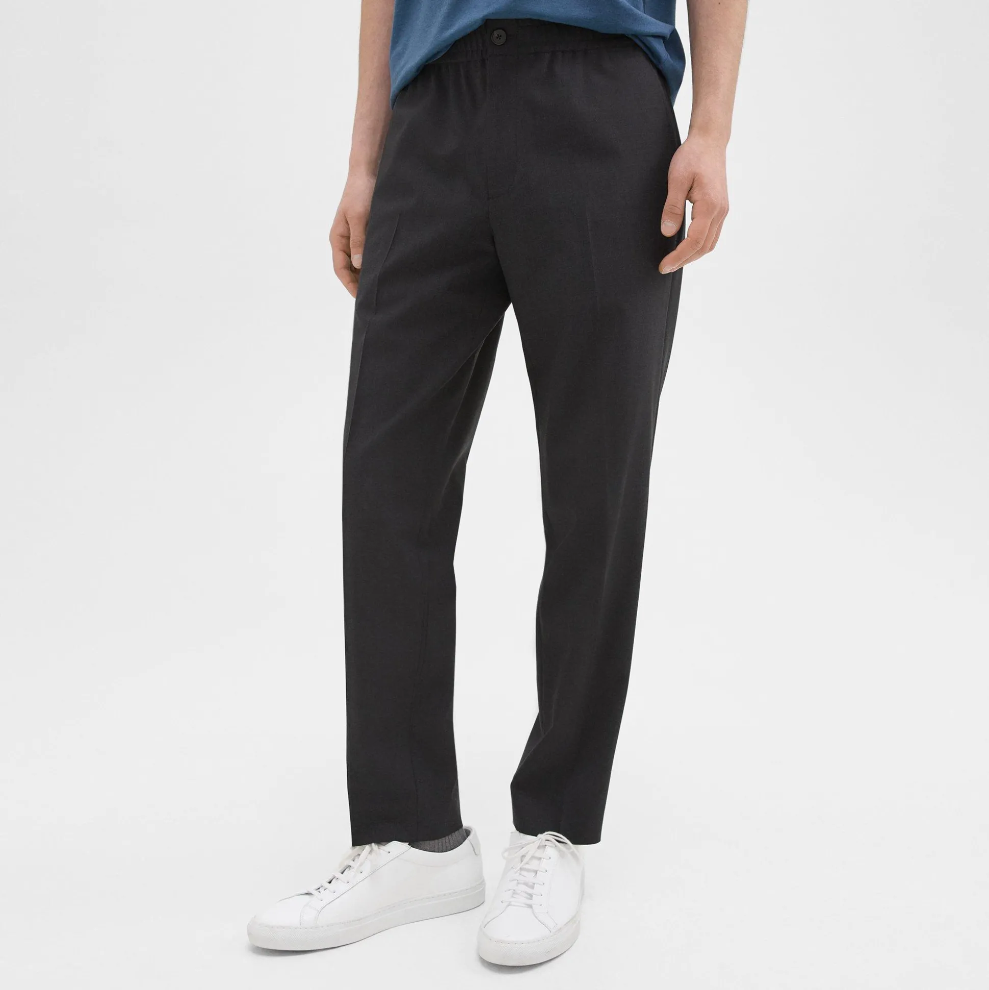 Theory Larin Drawstring Pant In Stretch Wool-Men Pants