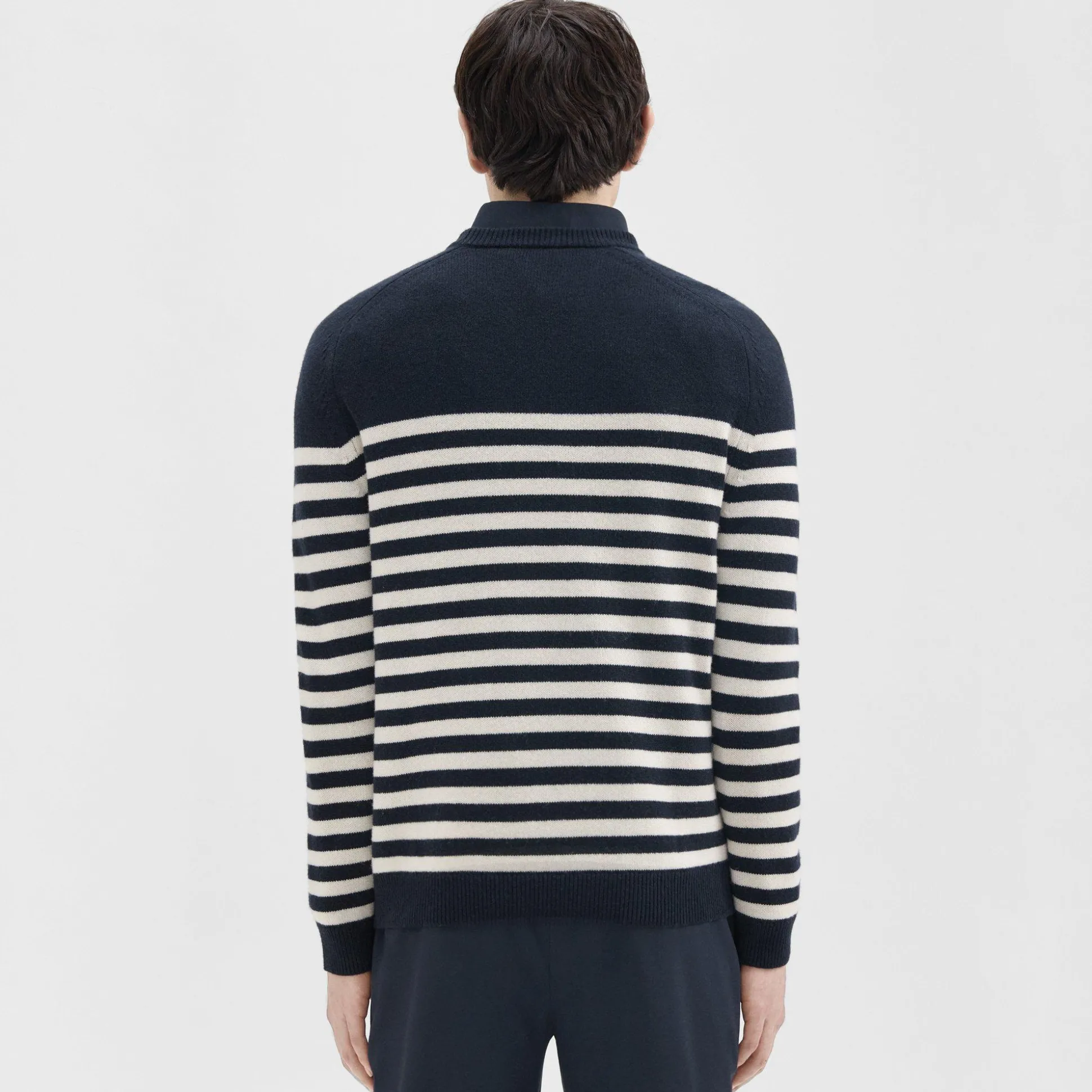 Theory Latho Striped Sweater In Wool-Cashmere-Men Sweaters + Cardigans
