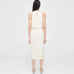 Theory Layered Tank Dress In Crushed Satin-Women Dresses