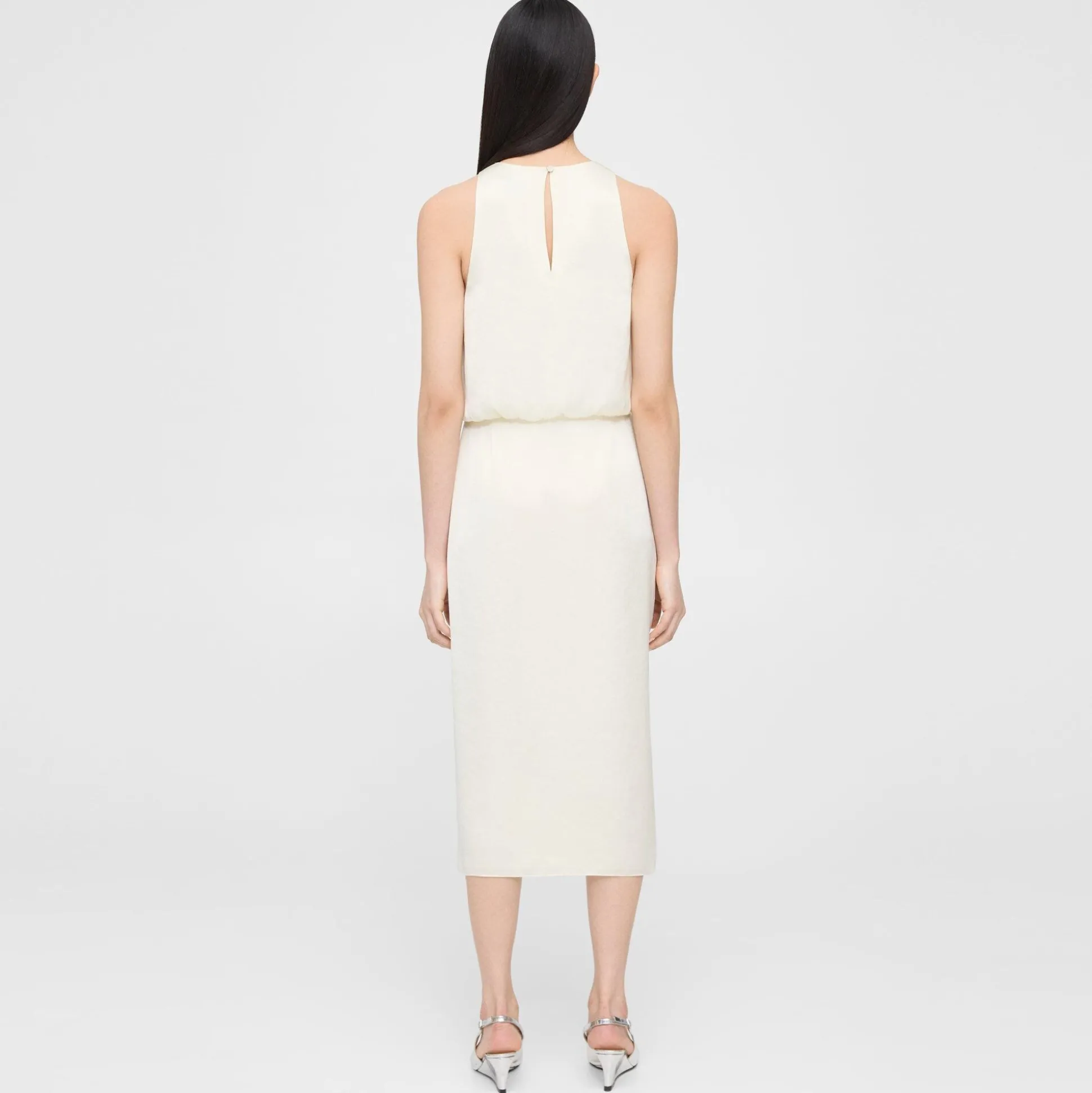 Theory Layered Tank Dress In Crushed Satin-Women Dresses