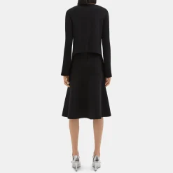 Theory Layered Trumpet Dress In Crepe Knit-Women Dresses