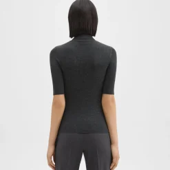 Theory Leenda Short-Sleeve Turtleneck In Regal Wool-Women Sweaters + Cardigans