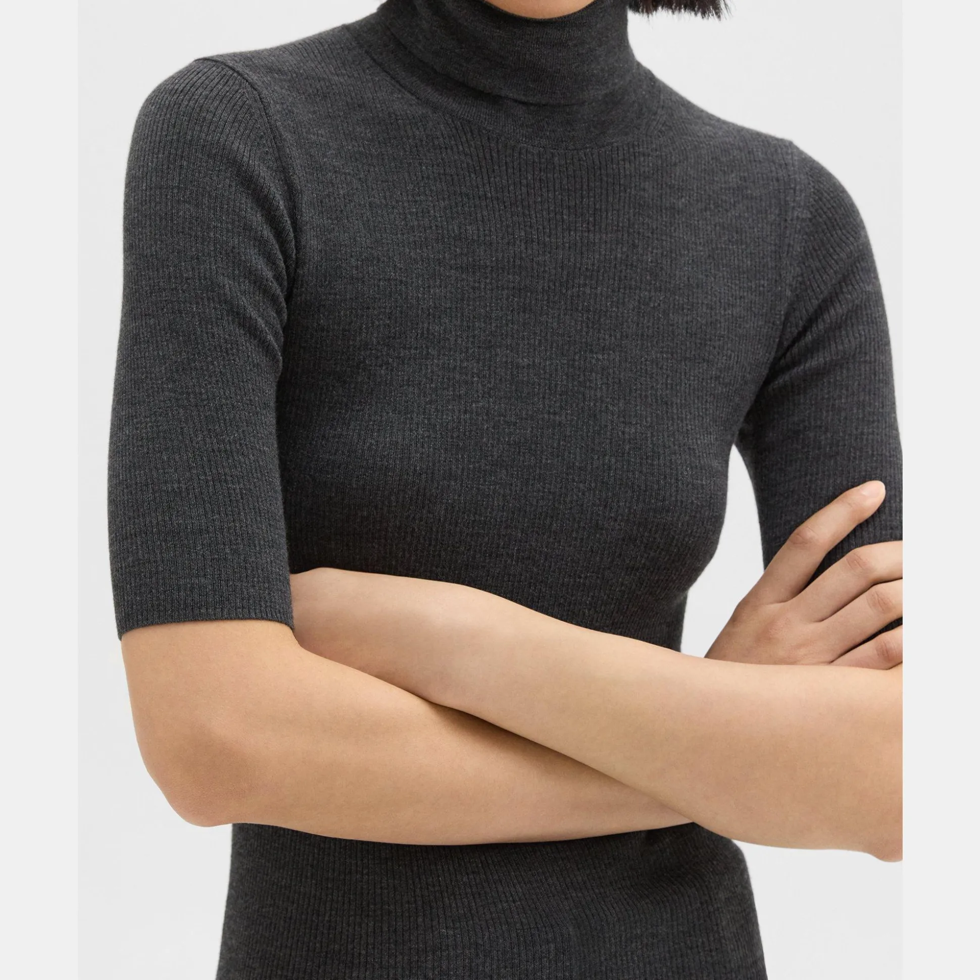 Theory Leenda Short-Sleeve Turtleneck In Regal Wool-Women Sweaters + Cardigans