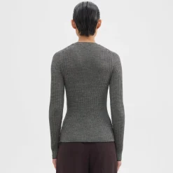 Theory Long-Sleeve Tee In Regal Wool-Women Sweaters + Cardigans