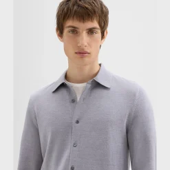 Theory Lorean Shirt In Merino Wool-Men Sweaters + Cardigans|Shirts