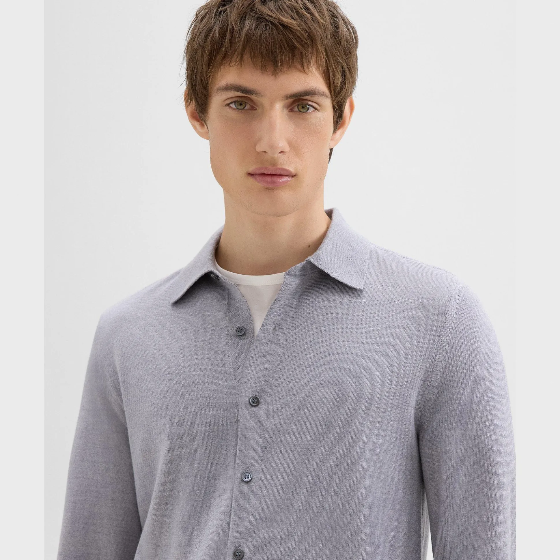 Theory Lorean Shirt In Merino Wool-Men Sweaters + Cardigans|Shirts