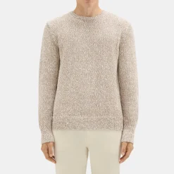 Theory Mauno Crewneck Sweater In Heathered Cotton-Men Sweaters + Cardigans