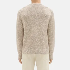 Theory Mauno Crewneck Sweater In Heathered Cotton-Men Sweaters + Cardigans