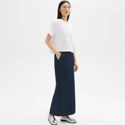 Theory Maxi Trouser Skirt In Denim-Women Skirts