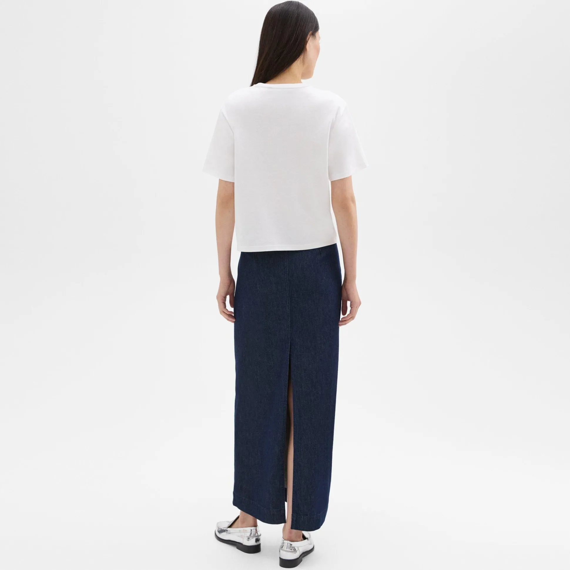 Theory Maxi Trouser Skirt In Denim-Women Skirts