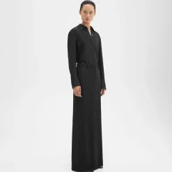 Theory Maxi Trouser Skirt In Wool Canvas-Women Skirts