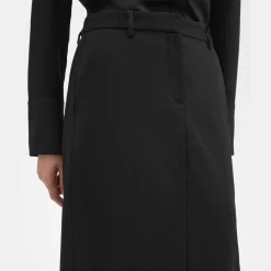 Theory Maxi Trouser Skirt In Wool Canvas-Women Skirts