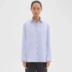 Theory Menswear Shirt In Good Cotton-Women Tops